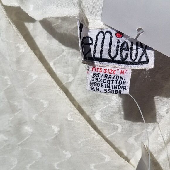 Plus Medium Off White Ecru Le Mieux Top Long Sleeve Button Down Women's - Picture 4 of 10